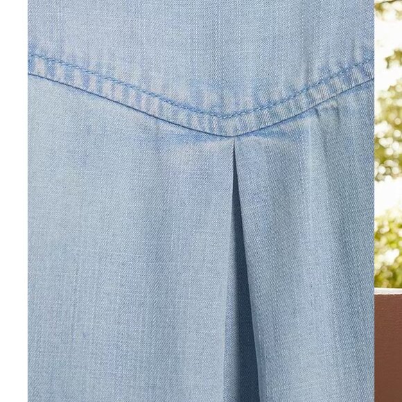 CLOTH & STONE Long Sleeve Point Collar Chambray tencel Shirt (S) - Picture 3 of 16